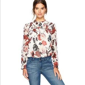 Lucky Brand Floral Printed Smocked Blouse